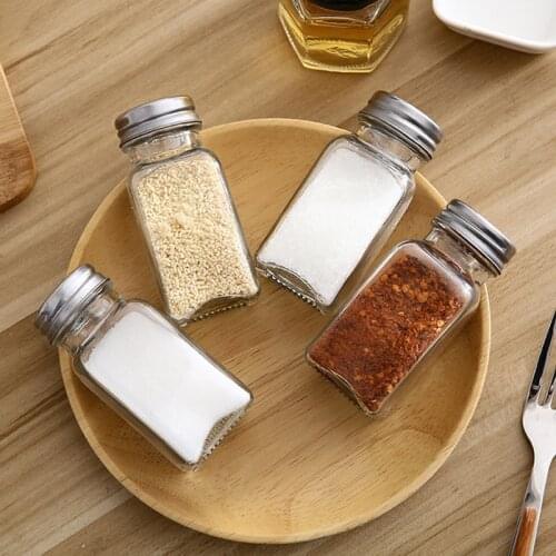 1PCS Barbecue Kitchen salt pepper Glass Cruet Condiment Bottles Seasoning Cans Pepper Shakers Shaker Spice Container Spice Jar
