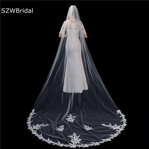 New Arrival 3 Meter Cathedral Wedding viel Long Lace Edge Bridal Veils with Comb Wedding Accessories Bride Velo novia Sluier