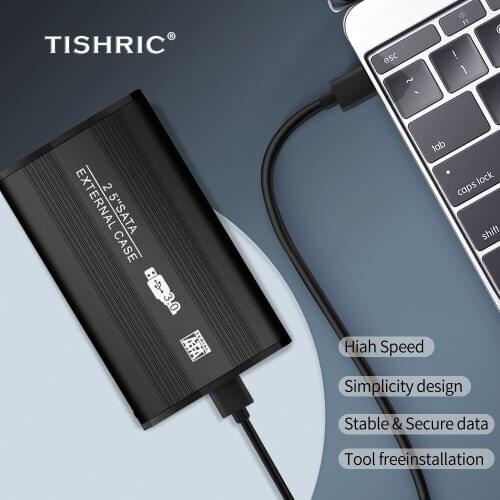 TISHRIC USB2.0/USB 3.0 Aluminum HDD Case 2.5'' Hard Drive Box External Hard Drive Case SATA Enclosure SSD Case Hard Disk Box