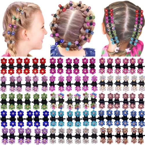 6Pcs Crystal Rhinestone Flower Hair Claw Hairpins Hair Accessories Ornaments Hair Clips Hairgrip for Kids Girl