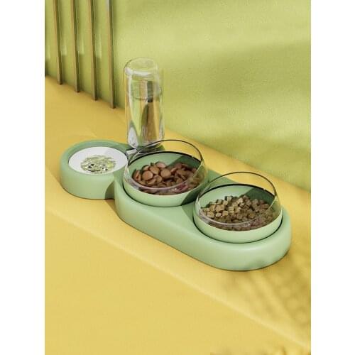 ZK30 Pet Cat Bowl Automatic Feeder Dog Cat Food Bowl With Water Fountain Double Bowl Drinking Raised Stand Dish Bowls For Cats