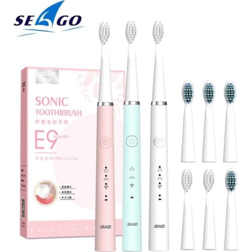 SEAGO New Sonic Toothbrush Rechargeable Electric Toothbrush Upgraded Automatic Teeth Brush for Adult with 6 Brush Heads