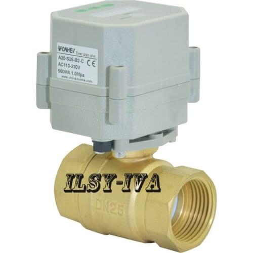 1" DC9V to DC24V Normal close Motorized valve,2 way brass actuator ball valve