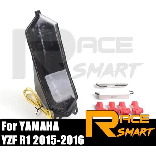 1 Set Motorcycle LED Turn Signals Brake Tail Light Taillight For YAMAHA YZF R1 2015 2016 YZFR1 YZF-R1 YZFR-1 15 16 Clear Smoke