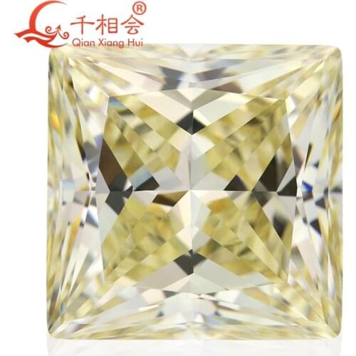 MN yellowish white color square shape princess cut for cubic zirconia loose CZ stone made by Qianxiang Hui 10pcs per bag