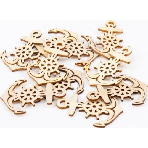 20pcs Natural Wood Anchor Wooden Scrapbooking Carft one Hole Hanging Home decoration Craft Accessories 36x49mm MT0873