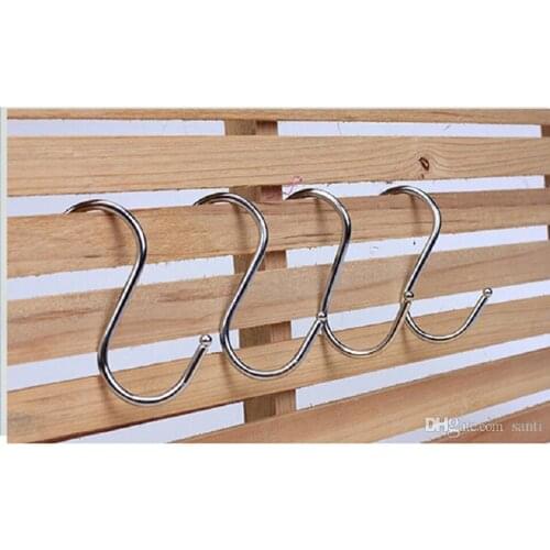 200pcs Stainless steel Practical Hooks S Shape Kitchen Railing S Hanger Hook Clasp Holder Hooks For Hanging Clothes Handbag Hook