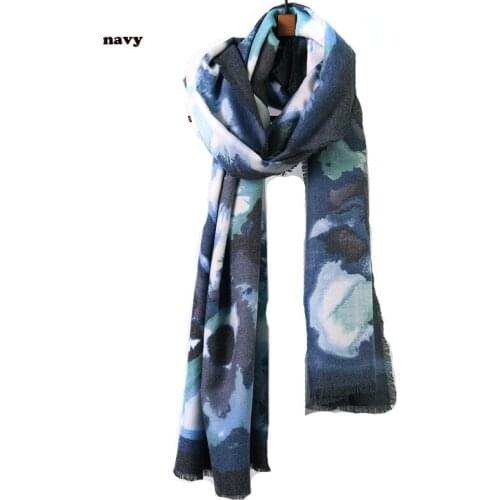 2021 Fashion Newest Warm Block Color Printed Pattern Wool Acrylic Scarf 10pcs/lot