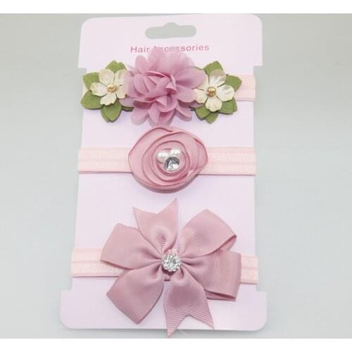 3Pcs Kids Elastic flower headband Headbands Hair Girls baby Bowknot Hairband baby girl accessories set photography