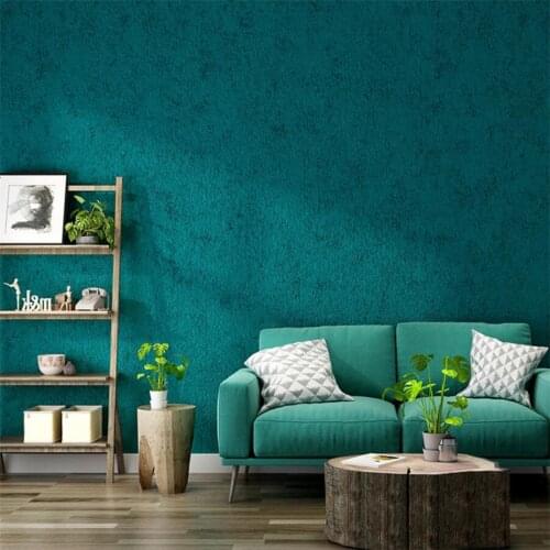 Wellyu Nordic style peacock blue green 3d wallpaper plain Southeast Asian bedroom restaurant living room wallpaper clothing stor