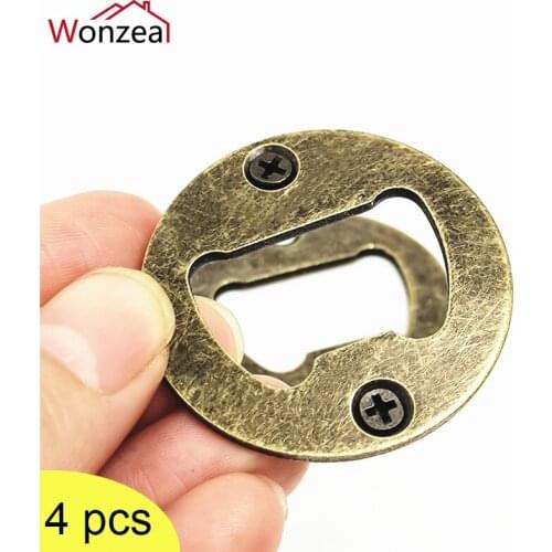 4pcs Round Bottle Opener Polished Wine Beer Opener Bar Drinking Accessories With Screws Home Kitchen Party Supplies