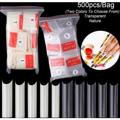 500Pcs/Bag Nail Tips Extra Long XL C Curve Straight Square Acrylic False Nails Shape Soft Gel Half Cover Nails Coffin Tips
