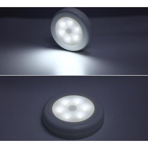 6 leds Motion Sensor Night Light Round LED Light Closet Stair Lamp Magnet Safe Hallway Bathroom Bedroom Kitchen cabinet Lights