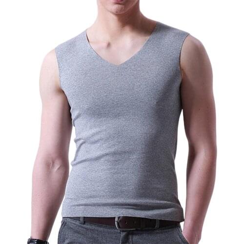 80%HOT Plus Size Men Sporty Solid Color Sleeveless V Neck Slim Seamless Vest TankS1 Top