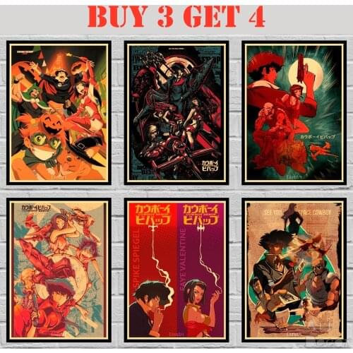 Anime Cowboy Bebop Kraft paper Poster Art Painting Abstract Fancy Wall Sticker 42X30cm