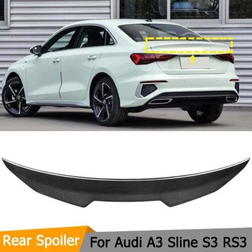 Car Rear Trunk Spoiler Wing For Audi A3 Sline S3 RS3 Sedan 2021 Up Carbon Fiber Rear Trunk Boot Lip Wing Spoiler
