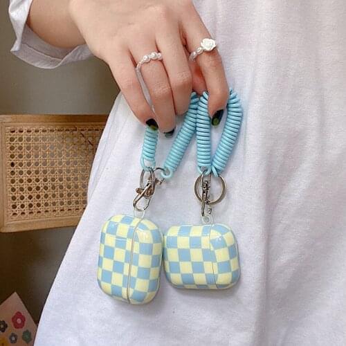 For AirPods 1/2 Anti-lost lanyard Case AirPods Pro ins colorful Splicing shell Silicone Earphone Cover air pods 2 case fundas