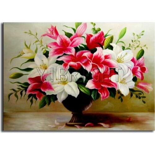 DIY 3D Diamond mosaic flower Full Square Diamond embroidery Cross stitch lily Full Round Diamond painting vase landscape