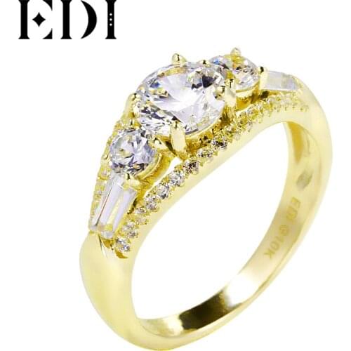 EDI Luxurious Engagement Ring 10K Yellow Gold 1.87cttw Moissanites Lab Grown Diamond Rings To Women Five Diamond Ring Jewelry
