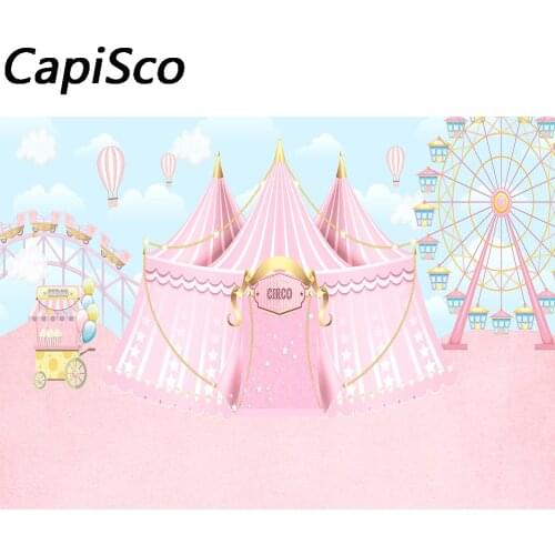 Capisco Pink Circus Tent Backdrop Carnival Photography Background Girl Princess Birthday Newborn Baby Shower Decor Photo Booth