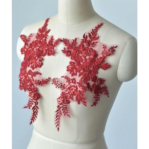 Multi-Color Embroidery Lace Flower Wedding Veil Dress Handmade DIY Lace Applique Decorative Lace Material