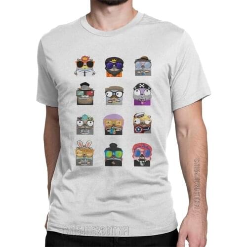 Men Golang Gopher Pack T Shirts Language Programming Pure Cotton Clothes Amazing Classic Crew Neck Tees Summer T-Shirt