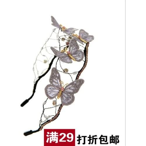 Fashion New Hollow Mesh Broadside Headband Card Embroidered Butterfly Headband Hair Accessories