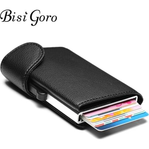 BISI GORO 2019 New RFID Card Holder Blocking Metal Wallet Single Box Minimalist Wallet Aluminium Card Package For Men Card Case