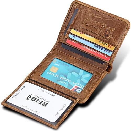 New 100% Genuine Leather Men Wallets Man Famous Small Short portomonee with Coin Zipper Mini Male Purses Card Holder Walet