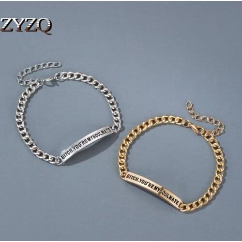 ZYZQ Creative New Alphabet Bracelet BLCH.YOU'RE MYSOULMATE Couple Lettering Bracelet For Women