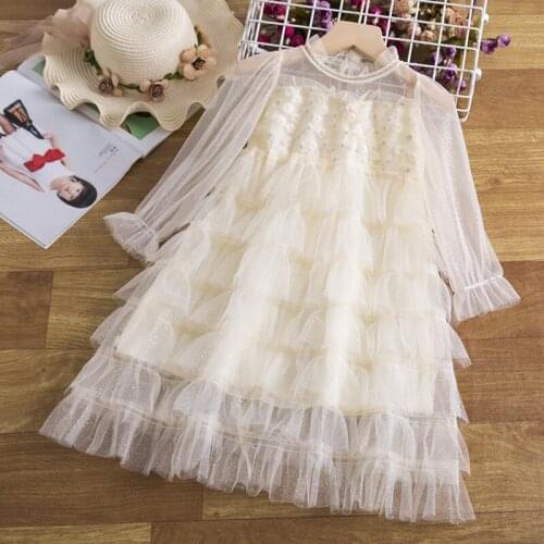 Autumn Kids Dresses For Girls Fluffy Princess Dresses Children Elegant Party Wedding Dress 2-6Y Girl Birthday Costume