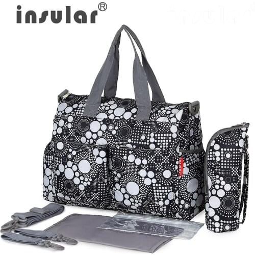 Insular Baby Nappy Bags Diaper Bag Mother Shoulder Bag Fashion Maternity Mummy Handbag Waterproof Baby Stroller Bag Set