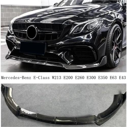 For Mercedes-Benz E-Class W213 E200 E260 E300 E350 E63 E43 2016-2020 Real Carbon Fiber Front Bumper Diffuser Lip Spoiler