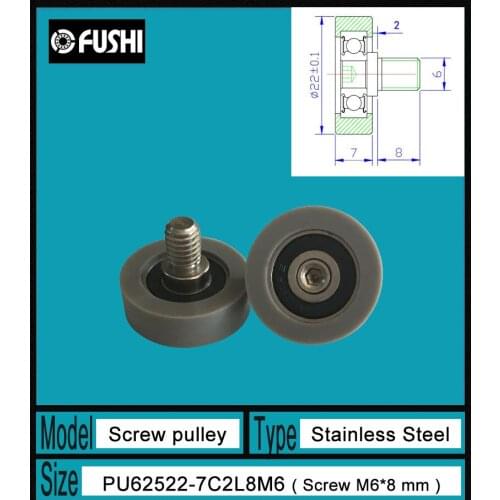 PU 625 Screw Pulley Bearing 6*22*7 mm ( 1 PC) Doors and Windows Roller Mute Wheel PU625 + M6*8 Engineered Plastic Bearings
