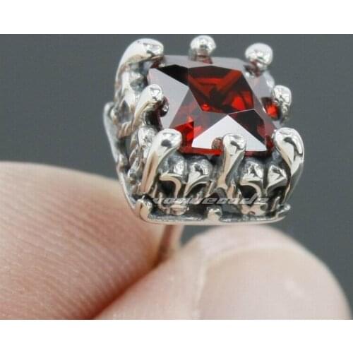 925 Sterling Silver Square Red CZ Fashion Stud Earring 8R001