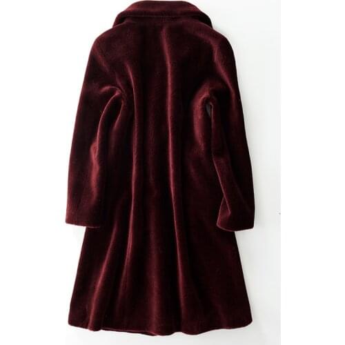 Wool Long Fashion Cashmere Real Fur Coat Women Elegant Winter Thicken Warm Jacket Female Outerwear Hiver B17F32278LW600