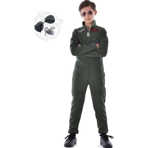 Snailify Movie Top Gun American Airforce Uniform Military Pilot Costume Boys Flight Jumpsuit Suits Kids Carnival Party Outfits