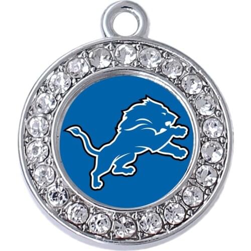 Stylish transparent enamel detroit city football team label round metal charm for DIY crystal jewelry pendant