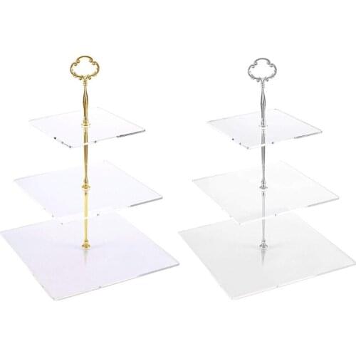 3-layer acrylic material cake stand party food display set dessert stand set gold and silver 2 colors for cake decoration tools