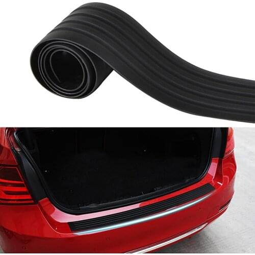 Universal Car Trunk Door Sill Guard SUV Cargo Liner Body Rear Bumper Protector Trim Cover Protective Mat Strip Black 90CM
