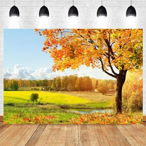 Autumn Forest Tree Field Wedding Photographic Background Natural Scenery Photography Backdrop Vinyl Photocall Photophone Poster