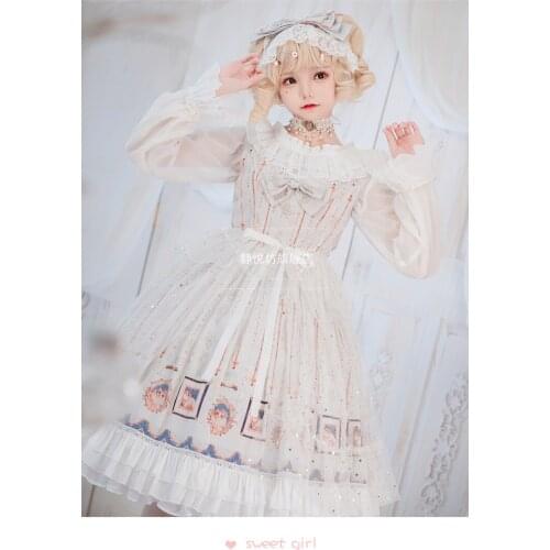 Palace vintage sweet princess lolita dress cross bandage bowknot printing victorian dress kawaii girl gothic lolita jsk loli cos