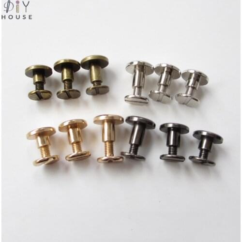 10Sets Pure Copper Screw Rivets Studs DIY Crafts Leather Belt Solid Screw Nail Buckles Office Accounting Book Knob Spikes