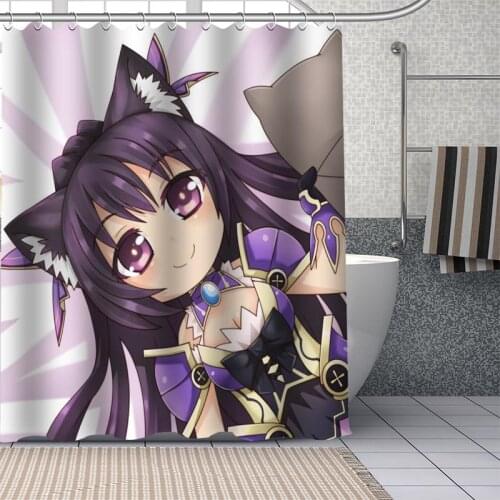 Custom High Quality Anime Date A Live Shower Curtains Bath Products Bathroom Decor Waterproof Polyester With 12 Pcs Hooks