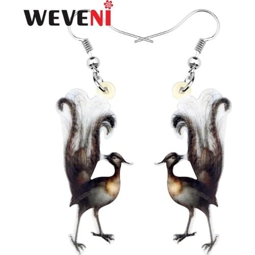 WEVENI Acrylic Courtship Menura Novaehollandiae Earrings Dangle Drop Unique Bird Jewelry For Women Girls Charm Gift Decoration