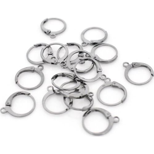 30pcs 15x12mm Gun Black Color Plated Bass Lever Back Clips Ear Hooks Earring Findings DIY Jewelry Findings