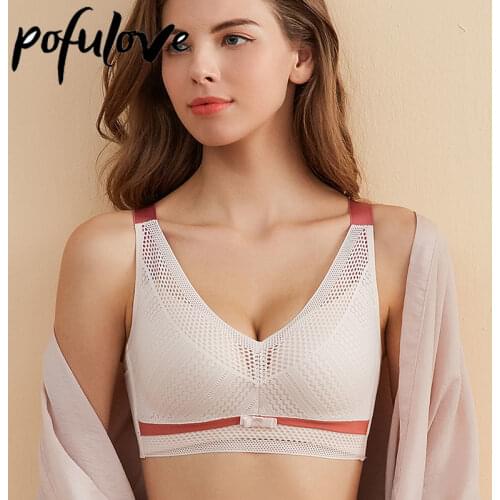 Women Plus Size Bra B C D 75-100 Sexy Lace Bras for Big Breast Pink Push Up Brassiere Wireless Bralette Thin Seamless Lingerie