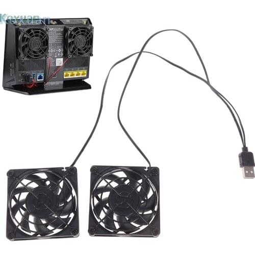 Cooling Fan USB Power Supply Router Radiator for ASUS RT-AC68U/AC86U/AC87U/R8000 2 x Cooling Fan 4 x adhesive Tape