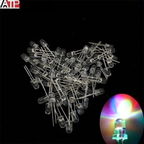 100pcs/lot F5 5mm Fast/Slow RGB Flash Red Green Blue Rainbow Multi Color Light Emitting Diode Round LED Full Color DIY
