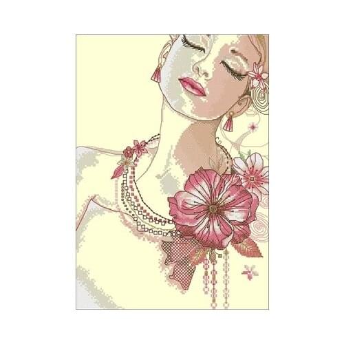 12-PN-0145271 Dreaming Woman Counted Cross Stitch 11CT 14CT 18CT Cross Stitch Kits Embroidery Needlework Sets